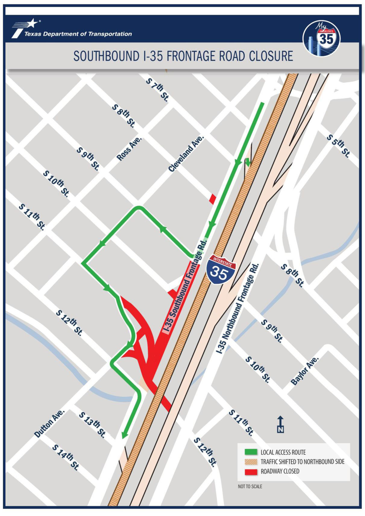 Downtown frontage road closures